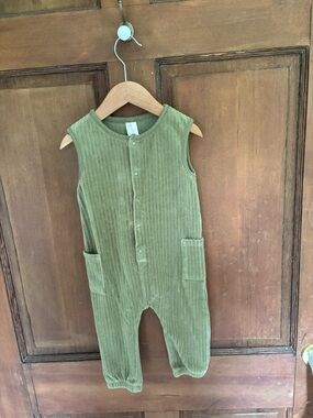 H&M Sage Green Corduroy Sleeveless Baby Romper